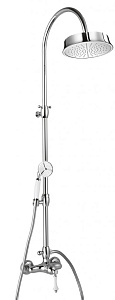 Душевая колонна Cezares MARGOT-CD-01-Bi со смесителем, верхним и ручным душем хром, ручка белая