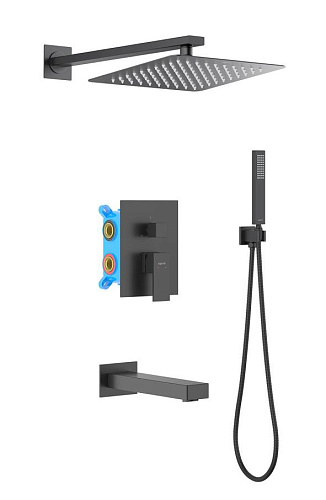 Душевой комплект Aquatek AQ1673MB Либра Set 4 в 1, черный матовый