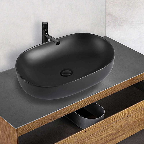 Раковина Vincea VBS-113MB керамическая, 60х41.5 см, накладная, черный матовый