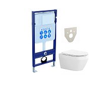 Комплект Aquatek SET Лея: рама Standard INS-0000012 (без клавиши и крепежа) + унитаз AQ1199-00 с тонким сиденьем Soft-close, белый