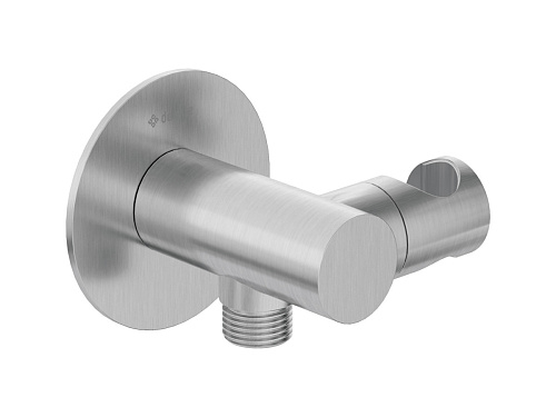 Кронштейн Deante NQS_F57K Silia для подключения шланга с держателем для лейки, сталь Кронштейн Deante NQS_F57K Silia для подключения шланга с держателем для лейки, сталь