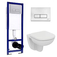 Комплект 3 в 1 Ideal Standard W990101 Tempo: подвесной унитаз T331101 + крышка-сиденье T679402 SoftClose + инсталляция для монтажа W3710AA, белый Комплект 3 в 1 Ideal Standard W990101 Tempo: подвесной унитаз T331101 + крышка-сиденье T679402 SoftClose + инсталляция для монтажа W3710AA, белый