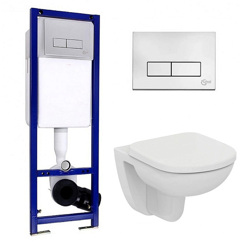 Комплект 3 в 1 Ideal Standard W990101 Tempo: подвесной унитаз T331101 + крышка-сиденье T679402 SoftClose + инсталляция для монтажа W3710AA, белый Комплект 3 в 1 Ideal Standard W990101 Tempo: подвесной унитаз T331101 + крышка-сиденье T679402 SoftClose + инсталляция для монтажа W3710AA, белый