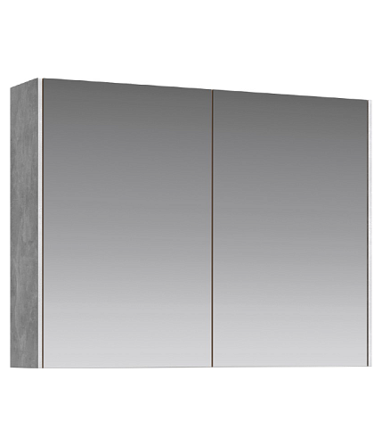 Зеркальный шкаф Aqwella MOB0408+MOB0717BS Mobi 80х60 см с двумя дверьми на петлях с доводчиком, бетон светлый снят с производства