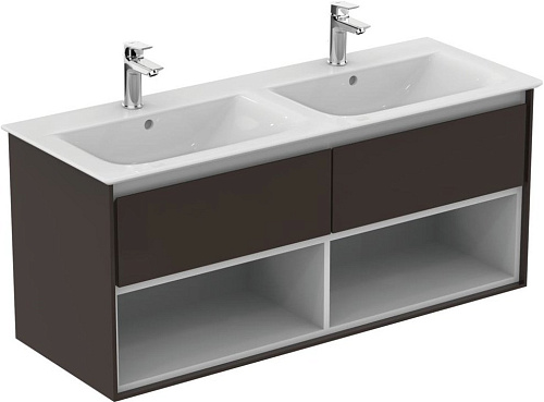 Тумба Ideal Standard E0829VY Connect Air для раковины 120х44 см, подвесная, Matt Dark Brown + Matt White (темно-коричневый матовый + белый матовый) Тумба Ideal Standard E0829VY Connect Air для раковины 120х44 см, подвесная, Matt Dark Brown + Matt White (темно-коричневый матовый + белый матовый)