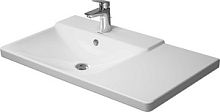 Раковина Duravit 2333850000  P3 Comforts для мебели ассиметричный, с переливом, с 1 отв. под смеситель, вкл. заглушку для перелива, хром, раковина слева, 85x50 см, белая