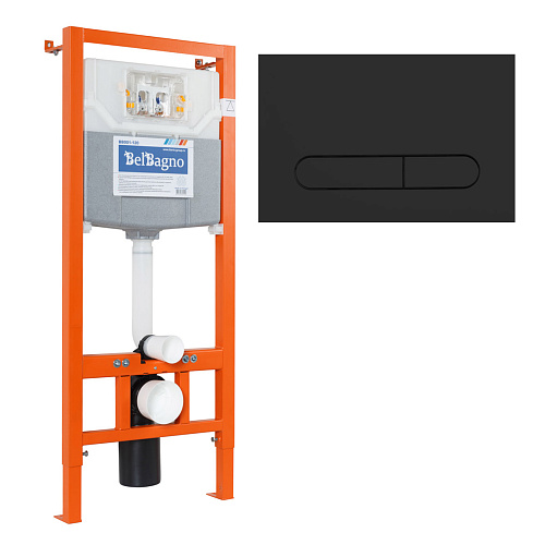 Комплект: инсталляция+клавиша смыва BelBagno BB002-80/BB007-PR-NERO.M Комплект: инсталляция+клавиша смыва BelBagno BB002-80/BB007-PR-NERO.M