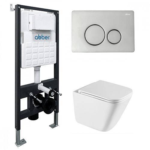 Инсталляция с подвесным унитазом Abber Rechteck AC1219TC-AC0105-AC0121 купить недорого в интернет-магазине Керамос Инсталляция с подвесным унитазом Abber Rechteck AC1219TC-AC0105-AC0121 купить недорого в интернет-магазине Керамос