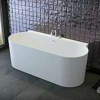 Knief 0600-710-01 COAST  Ванна пристенная 170х75х60 см, из материала Stone,со сливом, донный клапан, цвет белый матовый 
