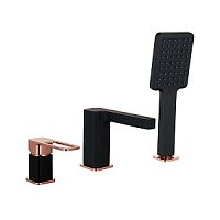 Смеситель IDDIS, SLIBG30i07 Slide на борт ванны, с керамическим дивертором, черный матовый,розовое золото