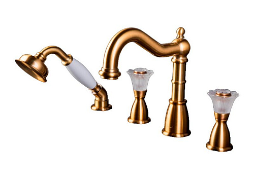 Смеситель Boheme 391-Camelia Сamelia на борт ванны, скрытого монтажа, бронза/белый Смеситель Boheme 391-Camelia Сamelia на борт ванны, скрытого монтажа, бронза/белый