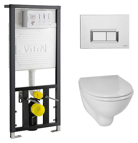 Комплект Vitra 9005B003-7211 Arkitekt: подвесной унитаз, сиденье, инсталляция, клавиша смыва