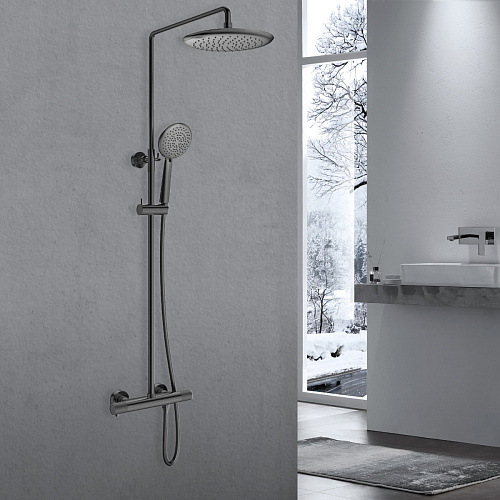 Душевая стойка Vincea VSFS-1D0TGM Desire термостатическая, вороненая сталь Душевая стойка Vincea VSFS-1D0TGM Desire термостатическая, вороненая сталь