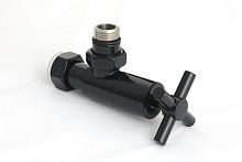 Вентиль Сунержа 9011-1408-1234 угловой, (крест) G 1/2" НР х G 3/4" НГ, графитовый черный (RAL 9011)