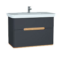 Тумба Vitra 60838 Sento с раковиной 100х49 см, подвесная, с 2 ящиками, с LED подсветкой, MANTHRACITE (матовый антрацит ) Тумба Vitra 60838 Sento с раковиной 100х49 см, подвесная, с 2 ящиками, с LED подсветкой, MANTHRACITE (матовый антрацит )
