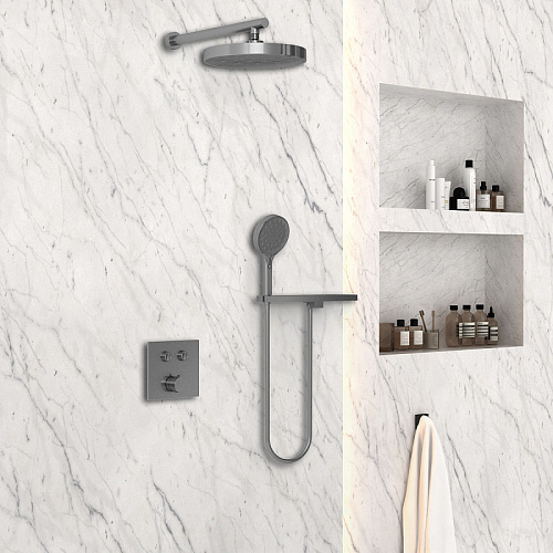 Душевой комплект Vincea VSFW-4I212RGM Inspire встраиваемый, двухрежимный, вороненая сталь