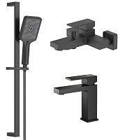 Комплект Aquatek AQ1630MB Либра для ванной Set 3 в 1 (AQ1610MB + AQ1640MB + AQ2019MB), черный матовый