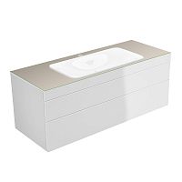 Тумба Keuco 31583840100 Edition 400 под умывальник 140х53.5 см, белый глянцевый/стекло глянцевое кашемир