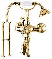 Смеситель Cezares MARGOT-VDPS-03,24-M для ванны напольный, однорычажный с ручным душем, исполнение золото, ручка золото