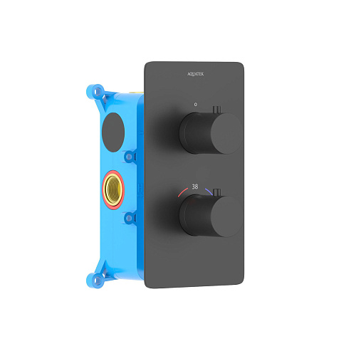 Смеситель Aquatek AQ1391MB Европа термостатический для душа (внешняя и скрытая часть), черный матовый