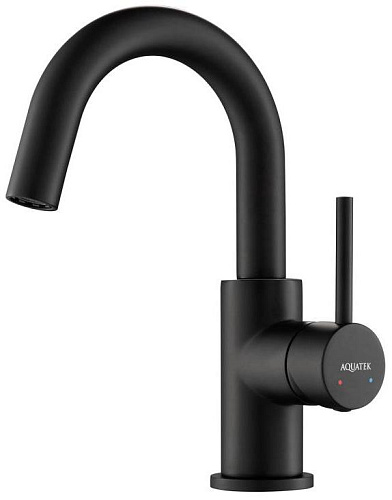Смеситель Aquatek AQ1307MB Европа для раковины, без донного клапана, черный матовый