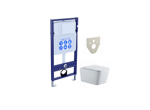 Комплект Aquatek SET Либра N: рама Standard INS-0000012 (без клавиши и крепежа) + унитаз New AQ0530N-00 с тонким сиденьем Soft-close, белый