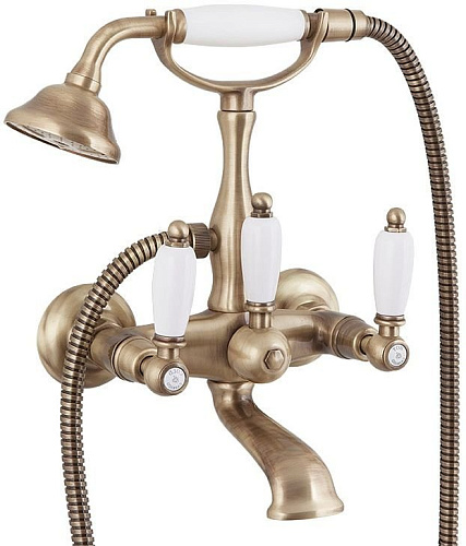 Смеситель Cezares FIRST-VD-02-M для ванны, с ручным душем, бронза,ручки металл