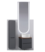 Сет №1691_Shi.02.48/A, Зеркало с подсветкой + Wood.01.60/P/GR, Тумба + Wood.06.60/LW, Столешница для тумбы + Wood.04.150/P/GR, Пенал подвесной + AM-78170, Раковина Сет №1691_Shi.02.48/A, Зеркало с подсветкой + Wood.01.60/P/GR, Тумба + Wood.06.60/LW, Столешница для тумбы + Wood.04.150/P/GR, Пенал подвесной + AM-78170, Раковина