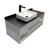 Тумба Comforty 00-00013222 Прага подвесная 120х52 см, со столешницей/раковиной T-Y9378, дуб белый/серый