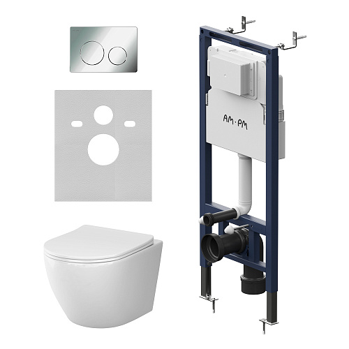 Комплект: Унитаз, Инсталляция, Кнопка смыва AM.PM LIKE IS130151.801901 Комплект: Унитаз, Инсталляция, Кнопка смыва AM.PM LIKE IS130151.801901