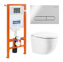 Инсталляция с подвесным унитазом BelBagno SENSO-R BB017CHR/BB865SC/BB002-80/BB005-PR-CHROME