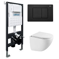 Инсталляция с подвесным унитазом Abber BEQUEM AC1131TC-AC0105-AC0120MB