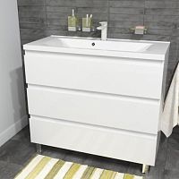 Тумба Эстет ФР-00009971 Bali New с раковиной 100х45 см, напольный, 3 ящика, белая