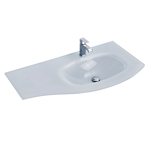 Раковина Cezares 82408 STING стеклянная, правосторонняя Extra Bianco,104x53 см
