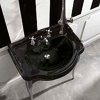 Раковина Kerasan 1047 04 Retro, 73х54 см, 1 отверстие, чёрная глянцевая