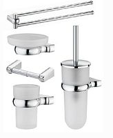 Сет № 1837 K-6829, Мыльница (Crome)+K-6828, Стакан для зубных щеток настенный (Chrome) + K-6827, Ершик настенный, для унитаза (Chrome) + K-6822, Держатель туалетной бумаги (Crome) + K-6831, Полотенцедержатель рога (Crome)