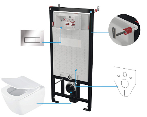 Комплект Deante CDZS6ZPW Anemon Zero: инсталляции с унитазом, клавиша хром Комплект Deante CDZS6ZPW Anemon Zero: инсталляции с унитазом, клавиша хром