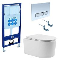 Комплект Aquatek SET Мия 4 в 1: рама Standard INS-0000012 + крепеж KKI-0000002 + клавиша KDI-0000022 + унитаз AQ2004-00 с тонким сиденьем Soft-close, белый