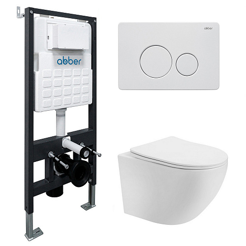 Инсталляция с подвесным унитазом Abber BEQUEM AC1100T-AC0105-AC0121MW