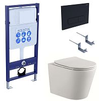 Комплект Aquatek SET Вега cmp-017: рама Standard INS-0000012 + крепеж KKI-0000002 + клавиша KDI-0000017 + унитаз AQ1904-00 с тонким сиденьем Soft-close, белый