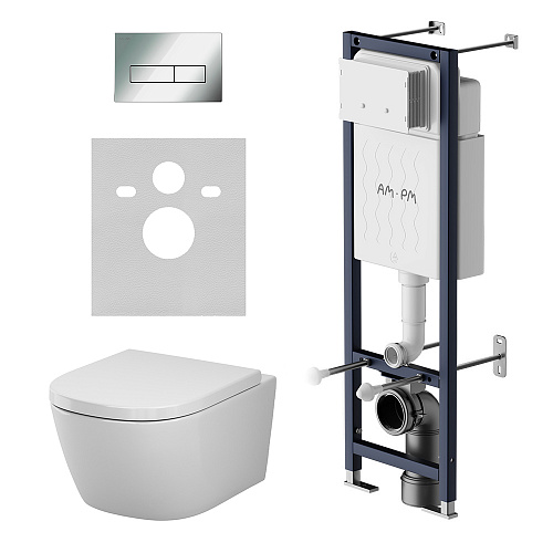 Комплект: Унитаз, Инсталляция, Кнопка смыва AM.PM Libre IS110351.601900 Комплект: Унитаз, Инсталляция, Кнопка смыва AM.PM Libre IS110351.601900