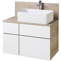 Набор Акватон 1A2445K1MIX40: тумба-умывальник 1A244501MIX40 Мишель 80, дуб эндгрейн/732700B000 раковина Мила/1A253003MIX40 столешница ЛВДСП