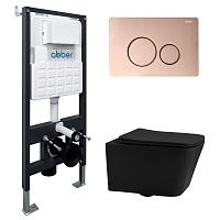 Инсталляция с подвесным унитазом Abber Rechteck AC1201MB-AC0105-AC0121RG Инсталляция с подвесным унитазом Abber Rechteck AC1201MB-AC0105-AC0121RG