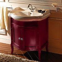 Тумба Kerasan Retro 7349 53 цвет бордо, под раковину 73см, с закругленным фасадом, цвет бордо, ручки: керамика, 73х80х45