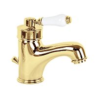 Смеситель Migliore 18629 Ermitage для раковины монокомандный, ручка сверху белая/золото