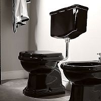 Бачок Kerasan 108204nero/lucido Retro подвесной (для низкой трубы), черный глянец