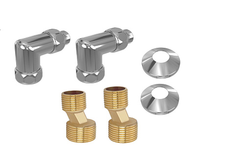 Комплект фитингов Aquatek AQ 3020CH для нижнего подключения водяных полотенцесушителей, хром Комплект фитингов Aquatek AQ 3020CH для нижнего подключения водяных полотенцесушителей, хром