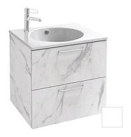 Мебель для раковины-столешницы Jacob Delafon EB2520-R9-NR4, 60 см, 2 ящика, меламин, белый мрамор, ручки черный