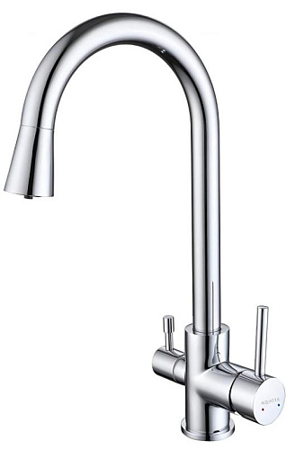 Aquatek AQ1085CR Вега Смеситель для кухни с подключением к фильтру воды (полукруглый излив), хром