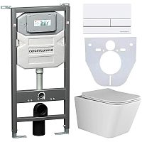 Сет 4 в 1 Ceramica Nova CN3007_1002W_1000: унитаз подвесной Metric Rimless + система инсталляции Envision + кнопка смыва Flat, белый Сет 4 в 1 Ceramica Nova CN3007_1002W_1000: унитаз подвесной Metric Rimless + система инсталляции Envision + кнопка смыва Flat, белый